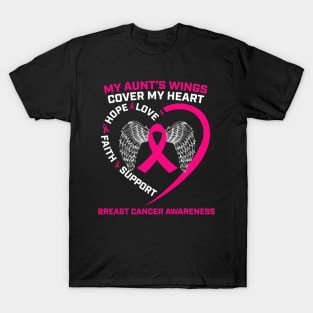 Aunts Wings Loving Memory Aunt Pink Breast Cancer Awareness T-Shirt